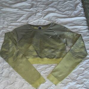 Gymshark Olive and Light Yellow Crop Top